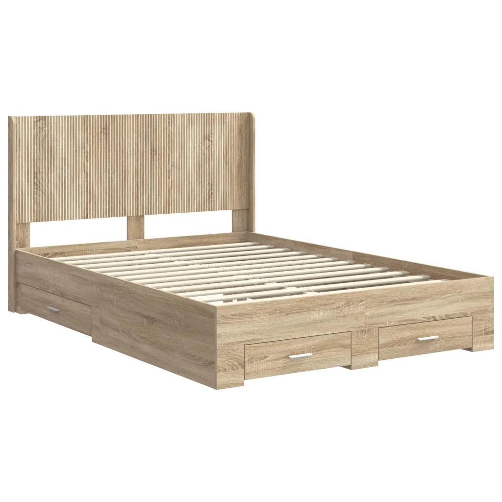 Struttura del letto con stoccaggio e testata Rovere Sonoma 3414111