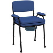 Sedia Comoda 5 in 1 per Anziani e Disabili per WC e Doccia. Altezza Regolabile e Secchio Rimovibile. Blu