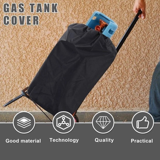 Cappotto di protezione per bottiglie gas con tessuto Oxford, protezione UV, resistente al fuoco - Nero
