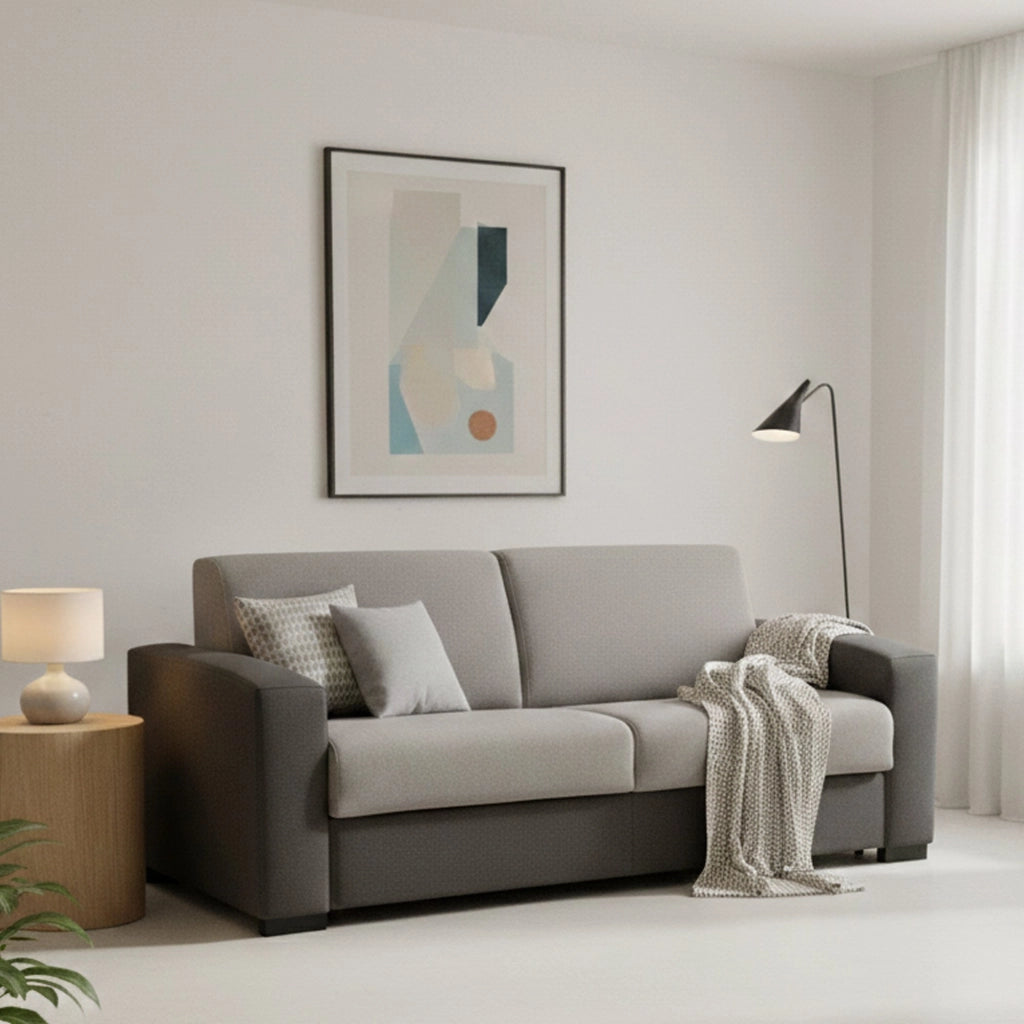 Andymion, Divano Letto 2 Posti Sfoderabile Made in Italy, 200x95 cm Grigio