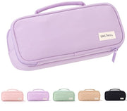 Etui per pennarelli con capacità di grande capacità, con maniglia e tela, contenitore per attrezzature scolastiche per ragazze - blu