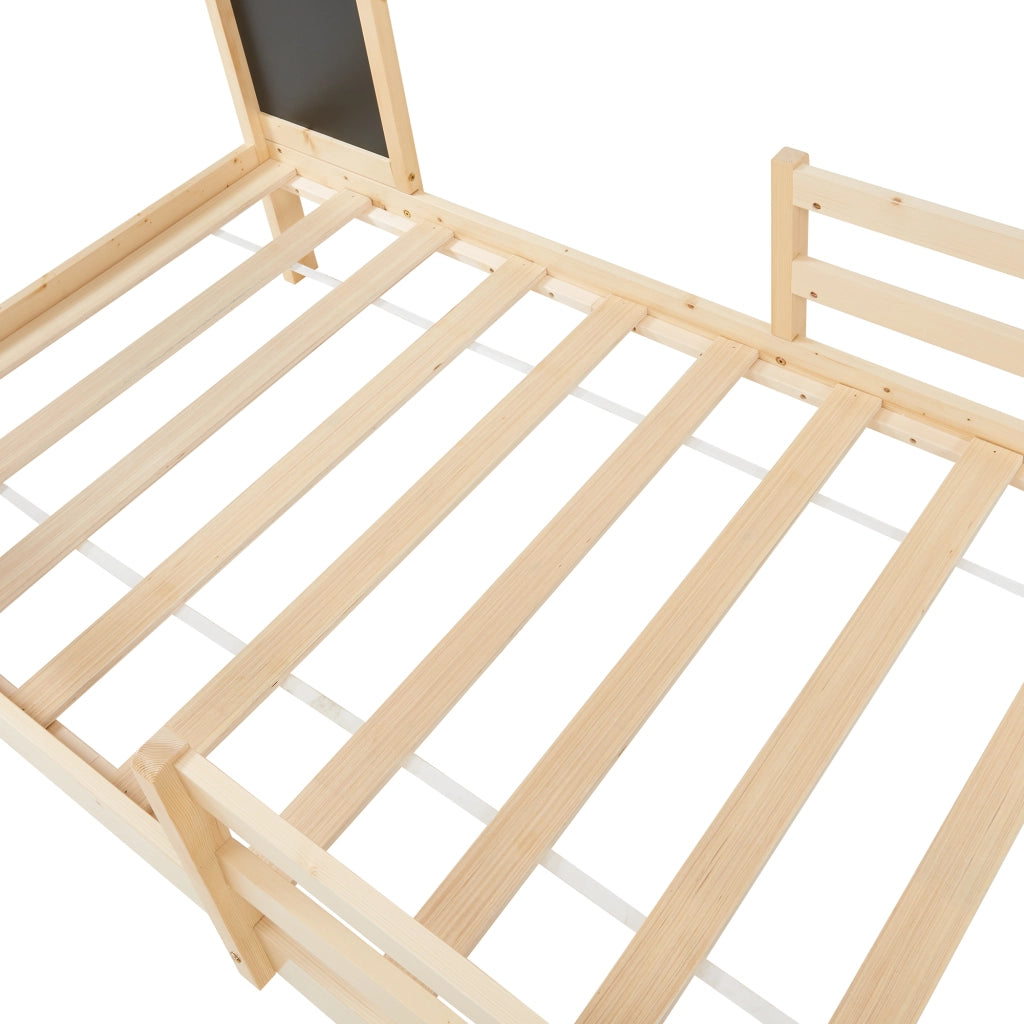 Letto a Casetta Lorenskog per Cameretta 90 x 200 cm in Legno di Pino con Barriera Anticaduta - Naturale [en.casa]