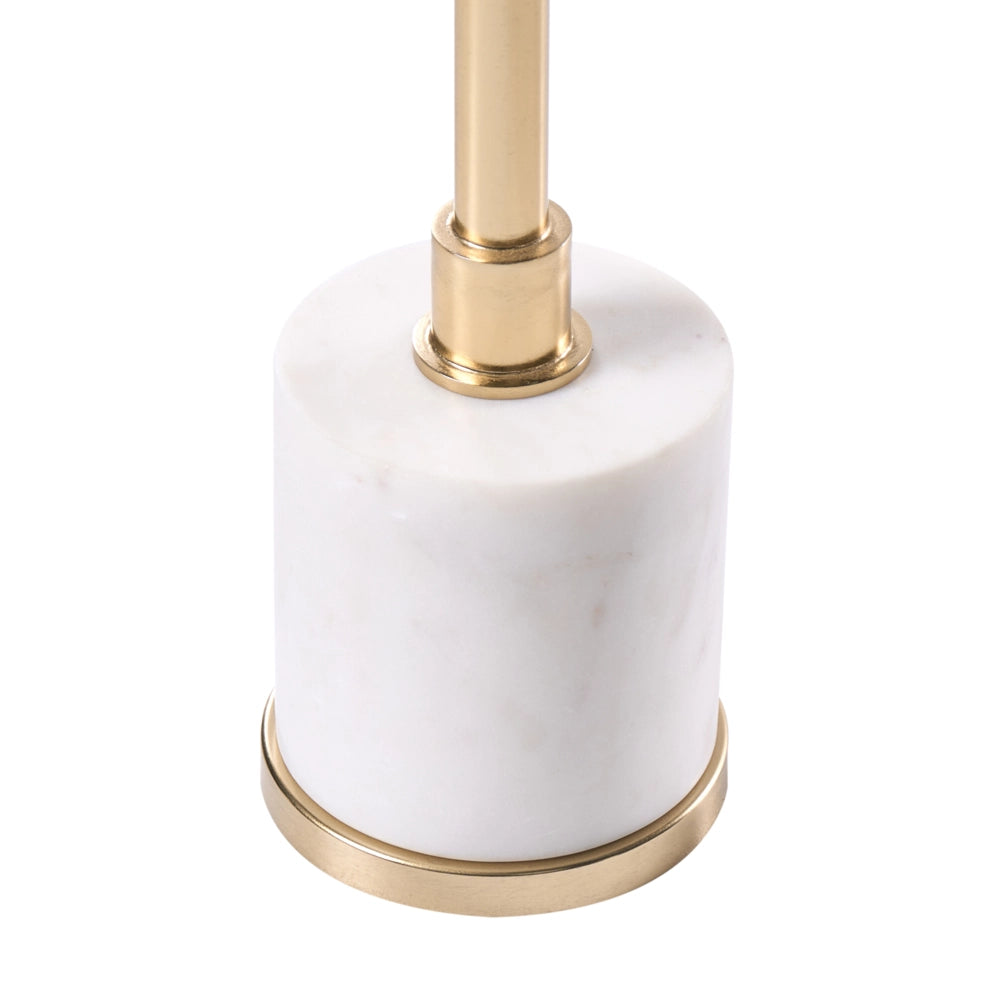 Tavolino bianco e oro in metallo e marmo ø 36 cm Base rotonda Forma geometrica Tavolino moderno