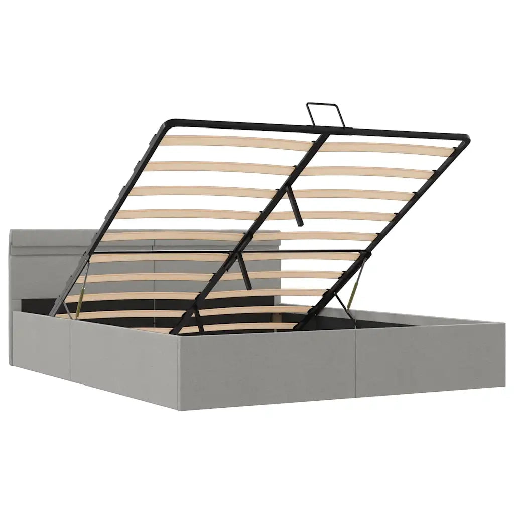 Letto Idraulico Contenitore LED Grigio Chiaro Tessuto 180x200cm  cod mxl 63590