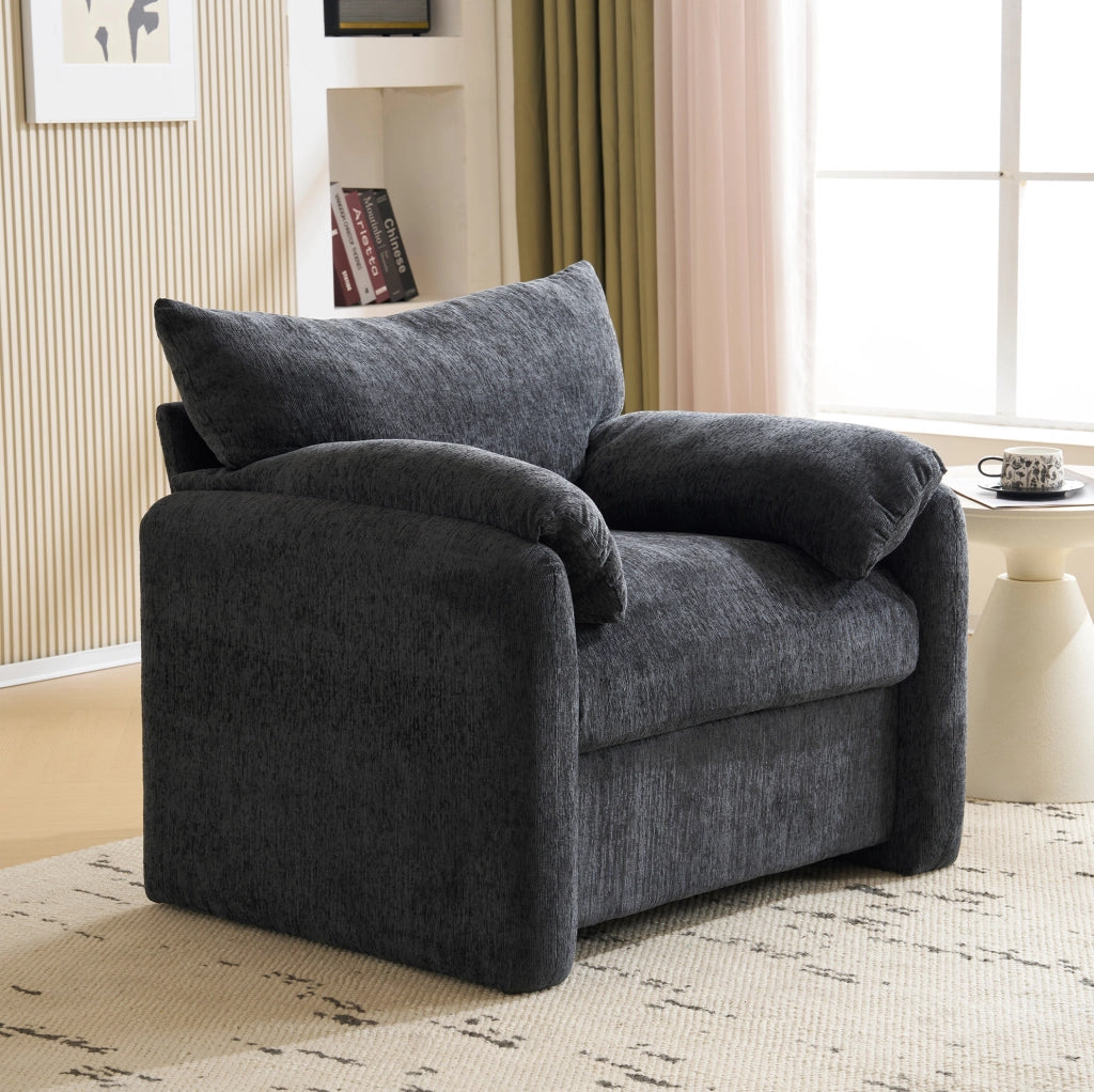 Poltrona 96x82x84 cm grigio in ciniglia, 1 posto, con braccioli,