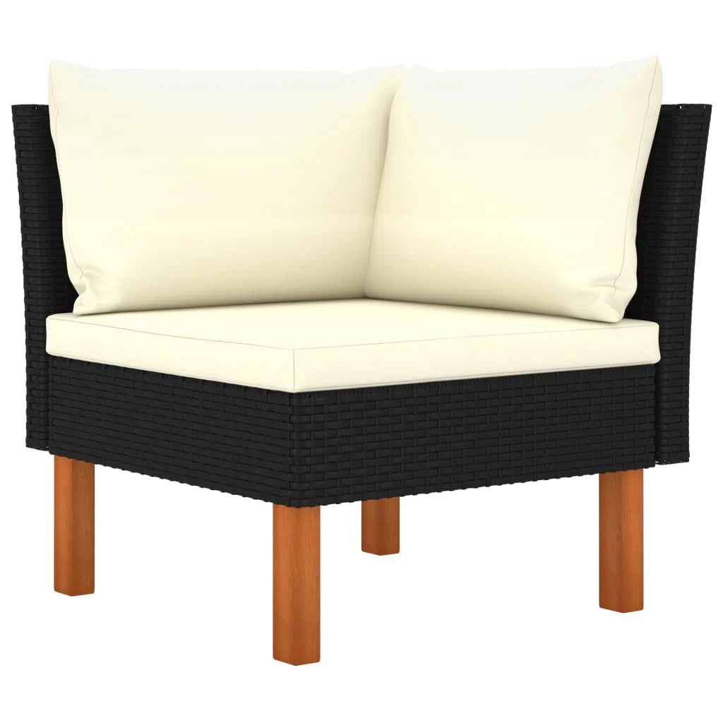 Set di mobili da giardino mobili da esterno 6 pezzi con cuscini resina intrecciata nera 02_0016923