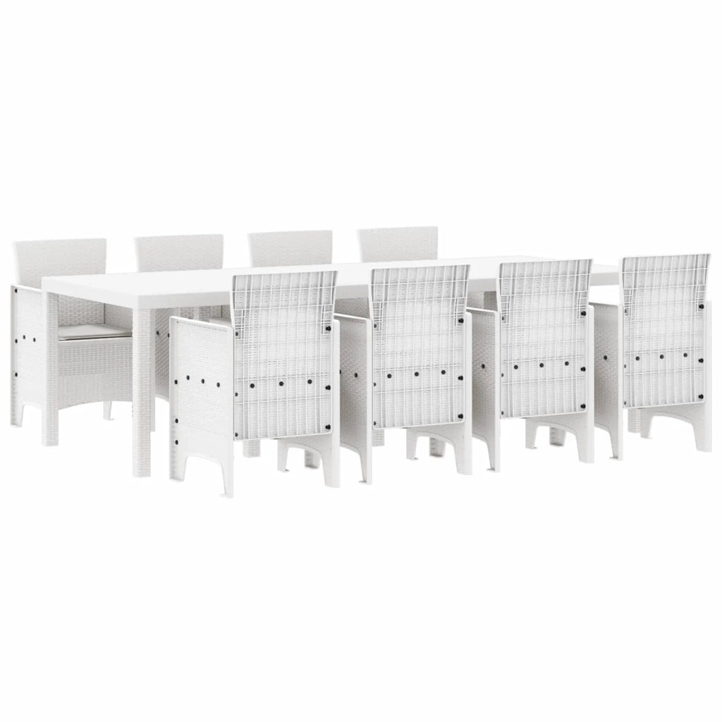 Set da Pranzo per Giardino 9 pcs Bianco Polipropilene