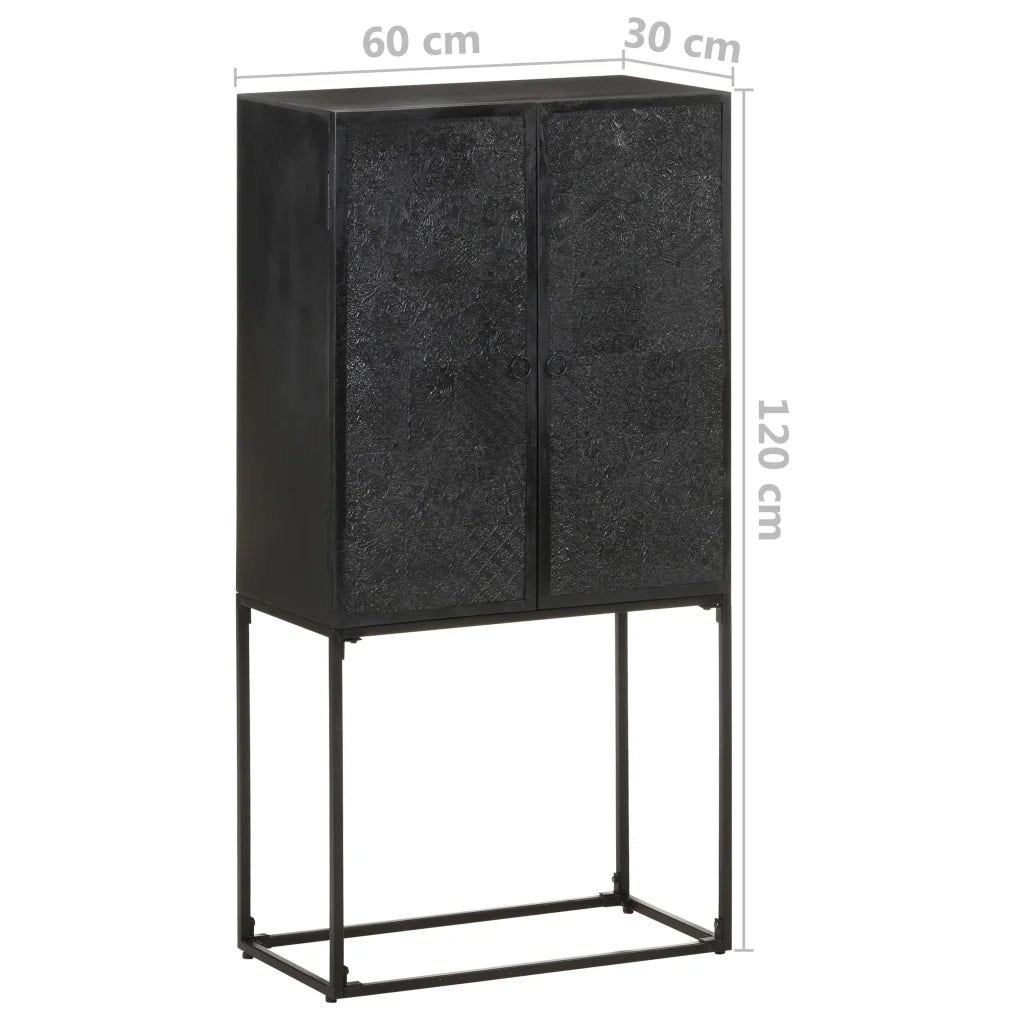 Credenza Nera 60x30x120 cm Legno Massello di Acacia e Mango cod mxl 55724