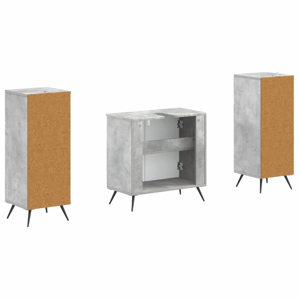 Set di Armadi da Bagno da 2 Pezzi BREDA Grigio Cemento 3418047