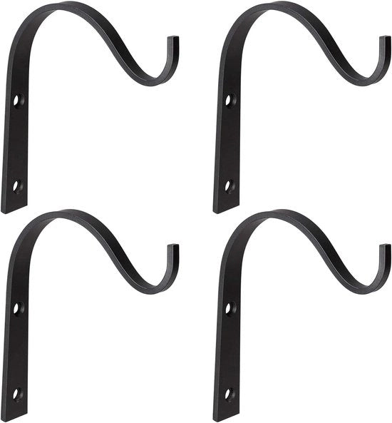 4 x Supporto per piante - Appoggio per piante - Braccio per piante - per vasi di piante, piante, decorazione per parete - Nero ( 7,8x11 CM)