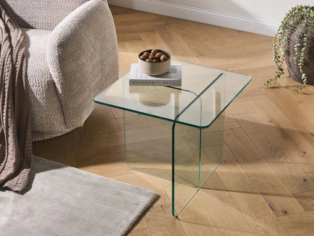 Tavolino in vetro trasparente 46 x 50 cm Stile astratto Stile minimalista Soggiorno