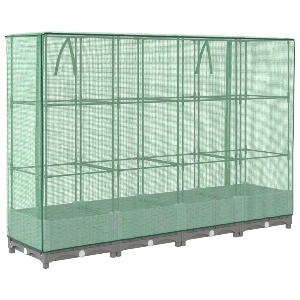 Aiuola rialzata/fioriera con copertura effetto rattan 160 x 40 x 123 cm grigio chiaro 02_0038749