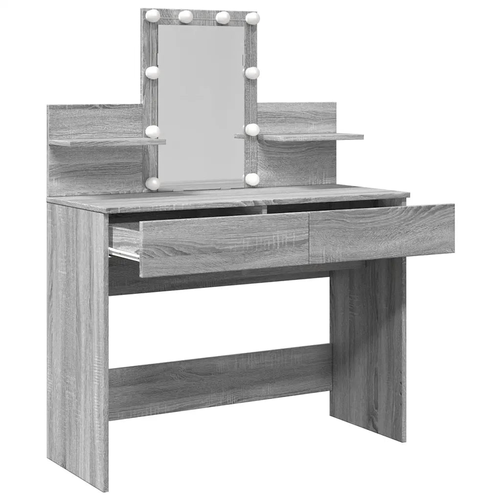Toeletta | Tavolo da Trucco con LED Grigio Sonoma 100x40x130 cm