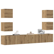 Mobili TV a Parete 6 pz-Credenza per TV sospesa Rovere Artigianale Legno Multistrato 208418