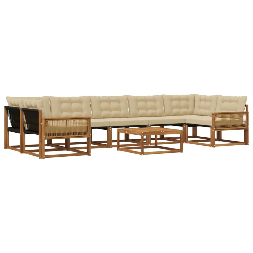 Set di divani da esterno con cuscino 8 pcs Naturale e Beige