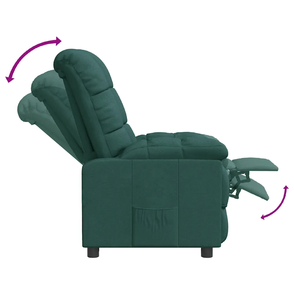 Poltrona Reclinabile in Tessuto Verde Scuro 289802