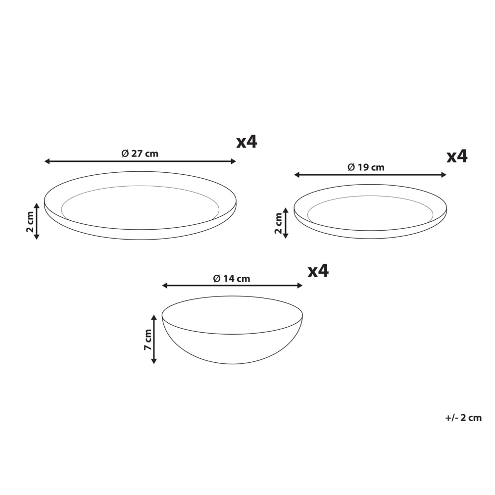 Set da 12 stoviglie in porcellana con motivo astratto bianco e blu, con finitura smaltata, per cucina e sala da pranzo
