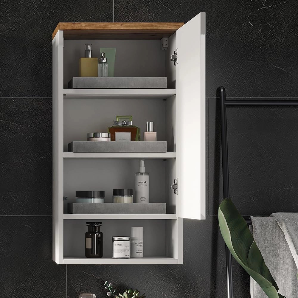 Mobile bagno Eden, Bianco lucido, 40 x 77.5 cm con 4 scomparti, per montaggio a parete con suddivisione interna variabile