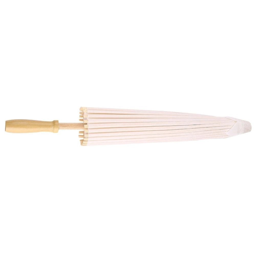 Trade Shop - Set 12 Pezzi Ombrello Bambu Bianco 20 Cm Carta Legno Sposa Wedding Ombrellino -