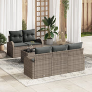Set Divano Giardino 6 Pezzi con Cuscini Grigio in Rattan Sintetico
