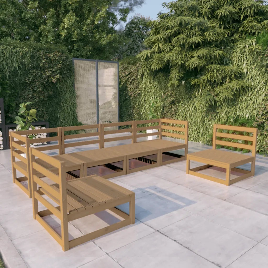 Set Salotto da Giardino 6pz Marrone Ambra Legno Massello Pino 3075402