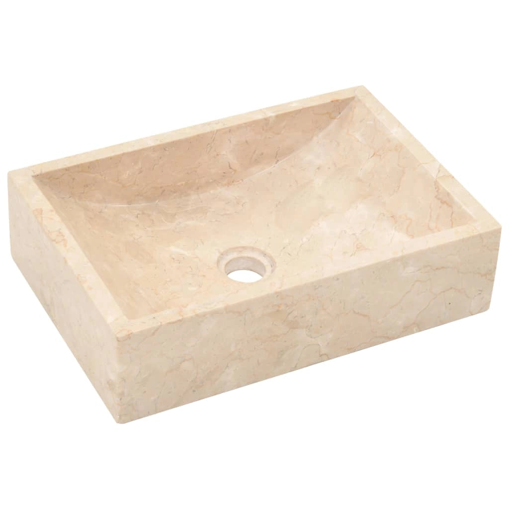 Mobile da bagno e lavabi in marmo 132 x 45 x 75 cm teak massello crema 02_0006552