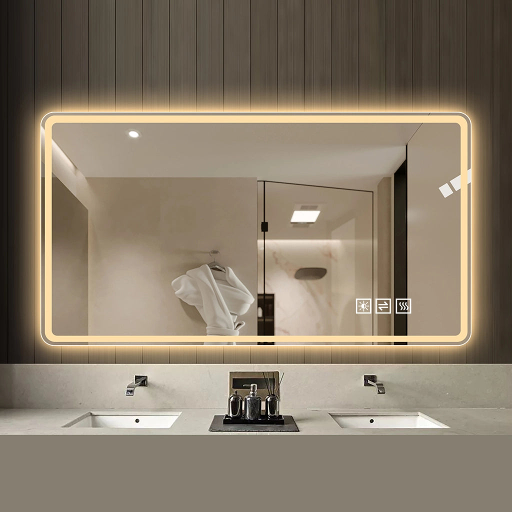 SPECCHIO LED BAGNO 60x100 cm senza cornice Argento con antiappannamento