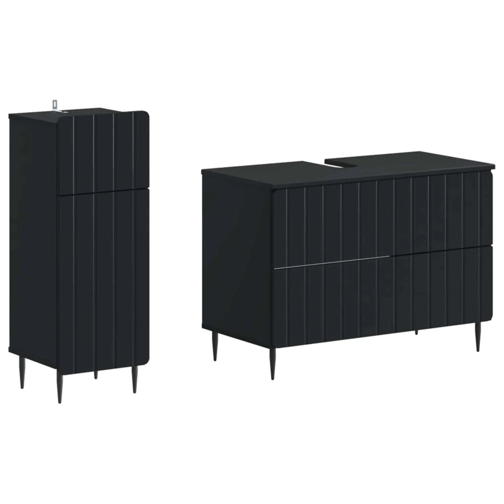 Set di Armadi da Bagno da 2 Pezzi ZWOLLE Nero 3417676