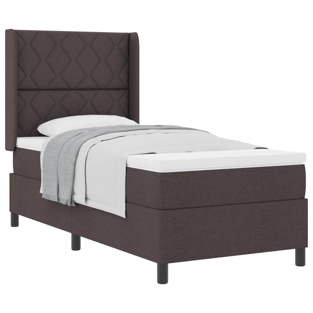 Letto a molle con materasso Marrone scuro 100 x 200 cm Tessuto