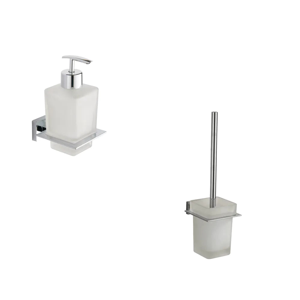Set da bagno 2 accessori cromato: dispenser e porta scopino | Arch