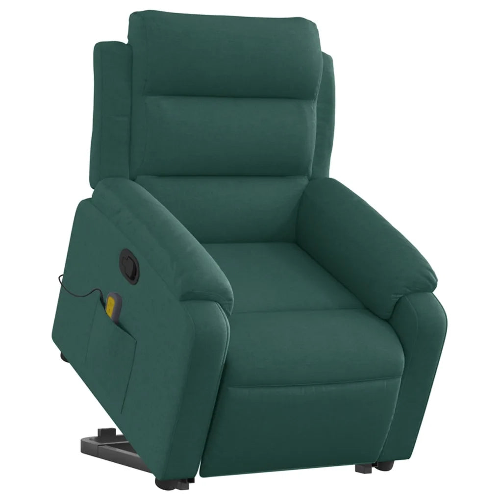 Poltrona Alzapersona Massaggiante Verde Scuro in Tessuto 3204998
