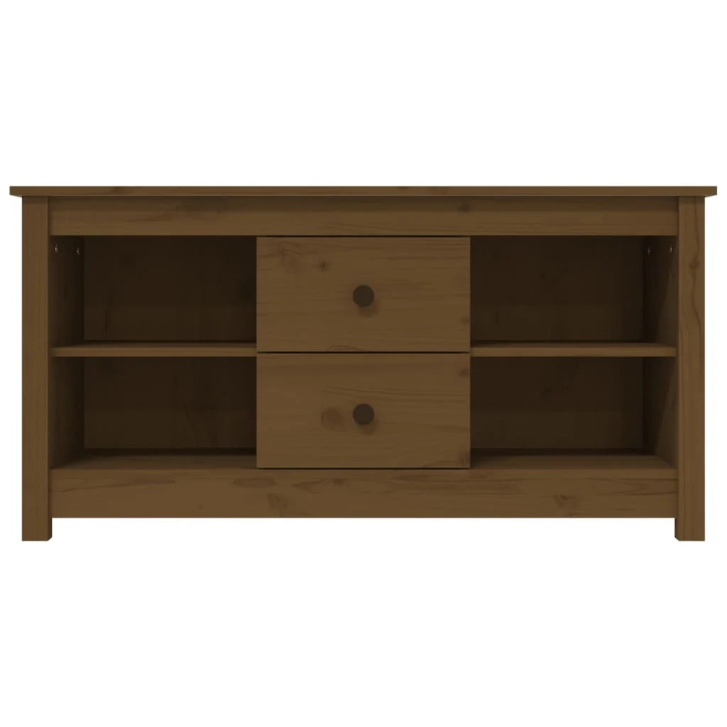 Mobile TV multimediale scaffale TV credenza mobile TV sala da pranzo soggiorno camera da letto color miele 103 x 36,5 x 52 cm legno di pino massiccio marrone 02_0027693