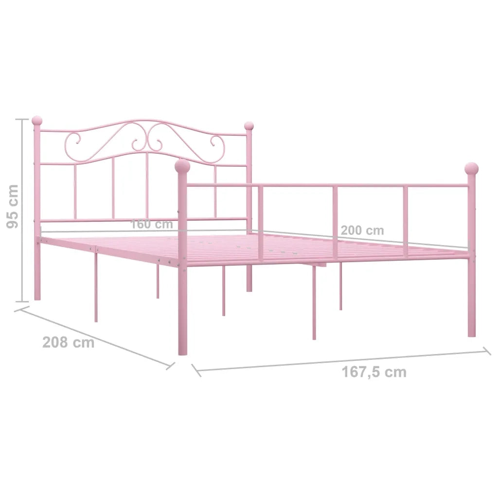 Giroletto-Struttura Letto Rosa in Metallo 160x200 cm