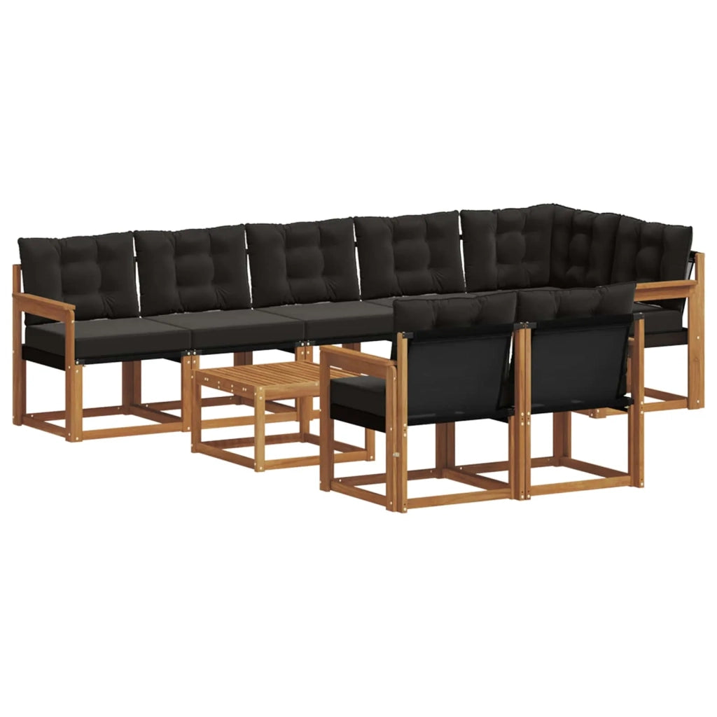 Set di divani da esterno con cuscino 9 pcs Naturale e Nero 3368803