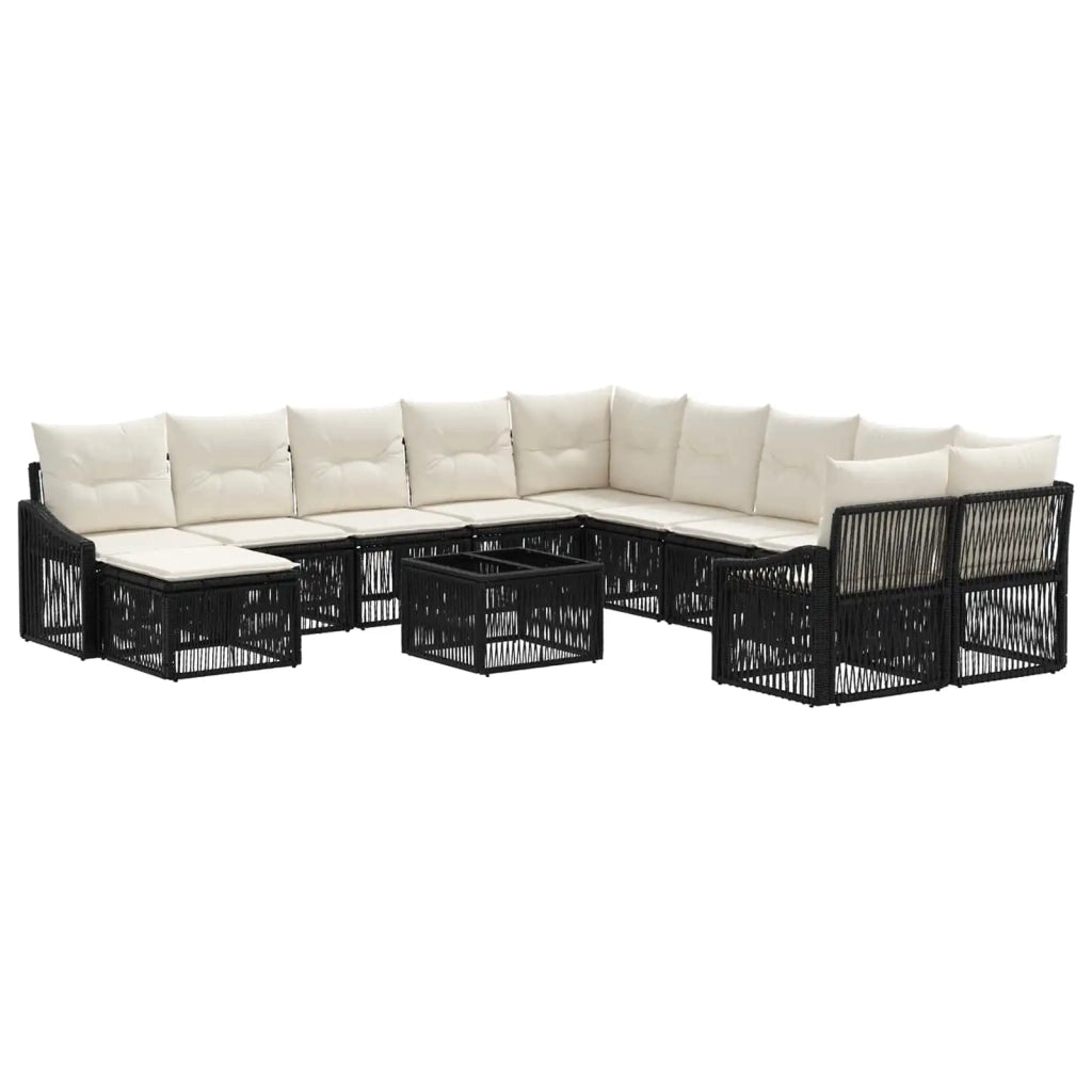 Set Divano da Giardino 12 pcs Nero polyrattan