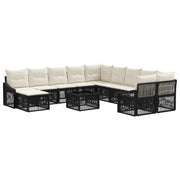Set Divano da Giardino 12 pcs Nero polyrattan