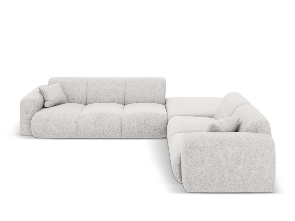 Cosmopolitan Design - Divano angolare destro "Nolio" 4 posti in ciniglia grigio chiaro 