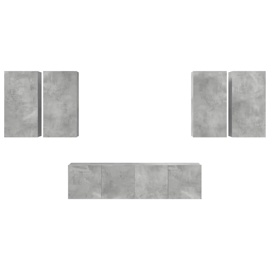 Set di Mobili Porta TV 6 pz Grigio Cemento in Legno Multistrato 3079099