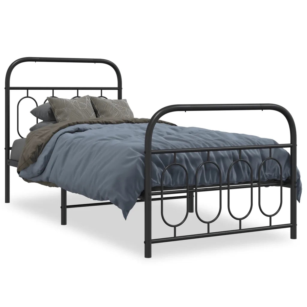 Giroletto con Testiera e Pediera-Struttura Letto Metallo Nero 80x200 cm 562407