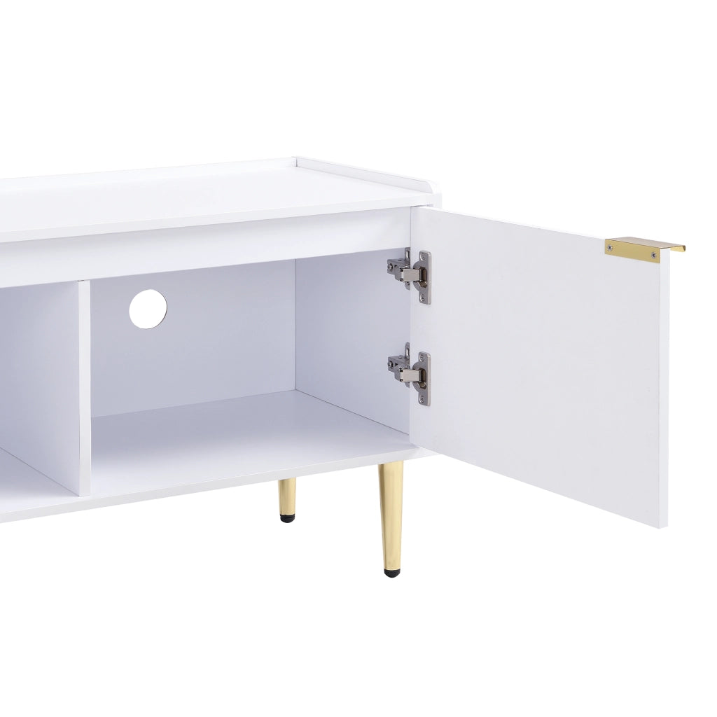 MOBILE TV 170x35x47,5 cm Bianco MDF con dettagli dorati