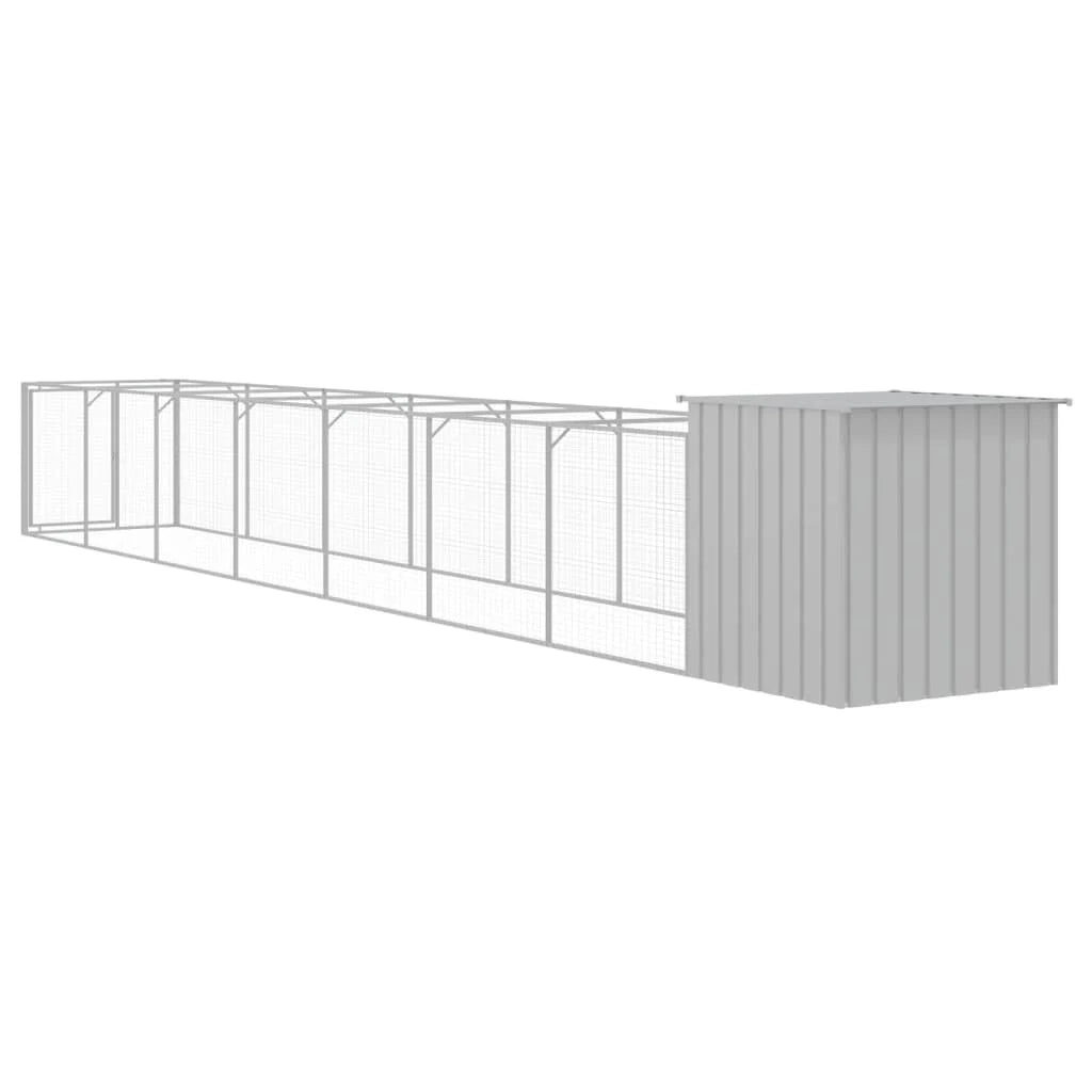 Cuccia per cani con cortile luminoso 110 x 813 x 110 cm grigio 02_0043493