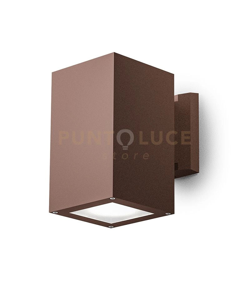 GES1013- APPLIQUE QUADRATA IN ALLUMINIO COLORE RUGGINE 1 LUCE ATTCCO E27 IP65
