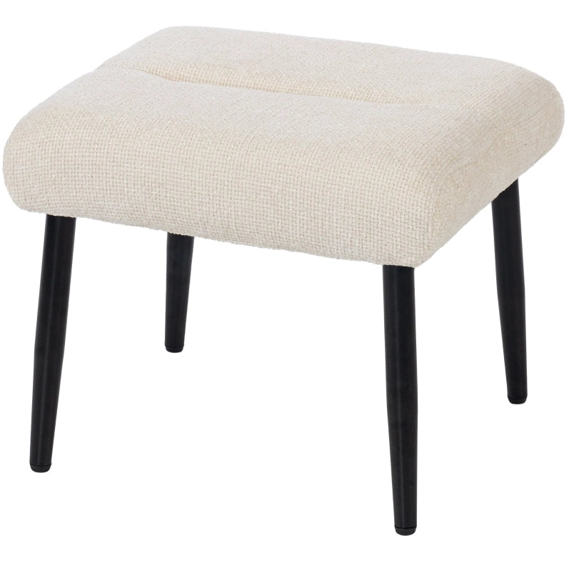 Pouf con cuscino in ciniglia e gambe in acciaio color crema