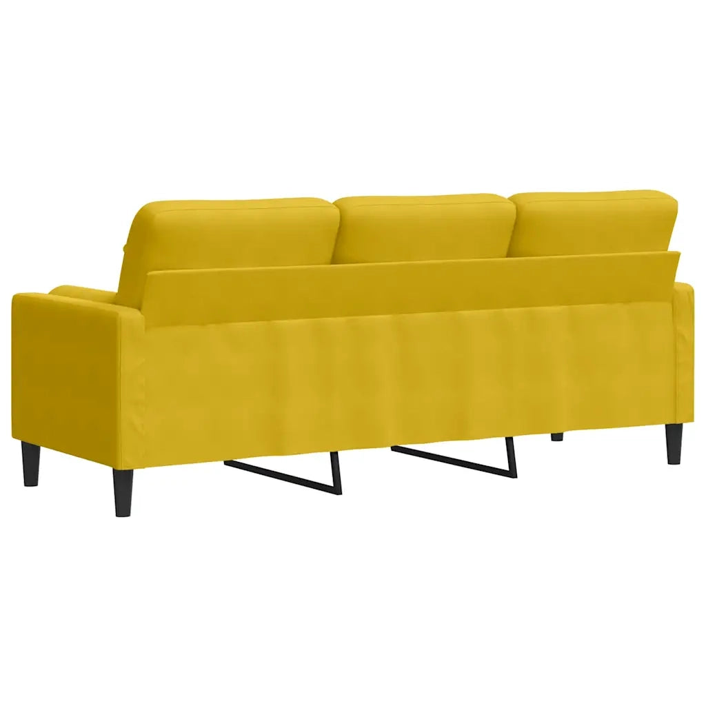 Divano | Divano da soggiorno | Sofa a 3 Posti con Cuscini Giallo 180 cm in Velluto