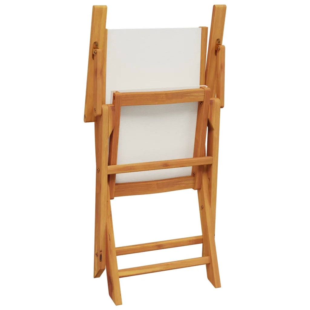 Set da Bistrot 3pz | Set Salotto da Giardino Bianco Crema in Tessuto e Legno Massello