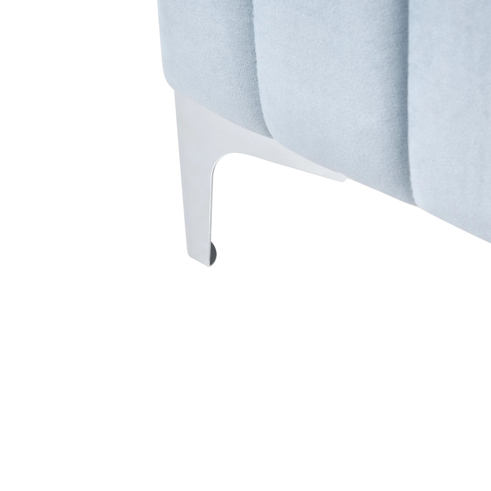 Letto matrimoniale in velluto con testiera trapuntata gambe in metallo da 120 x 200 cm e base a doghe azzurro Design moderno