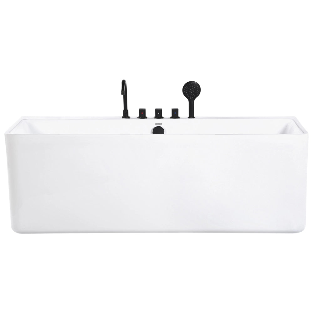 Vasca da bagno in acrilico bianco rettangolare 170 x 75 cm da appoggio a parete