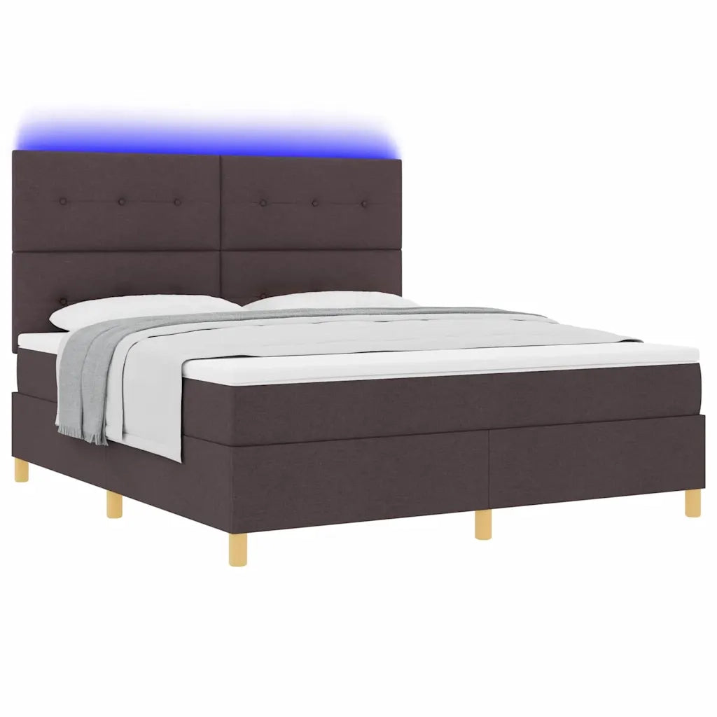 Letto a Sorgente LED Marrone Scuro 180 x 200 cm Tessuto 3343120