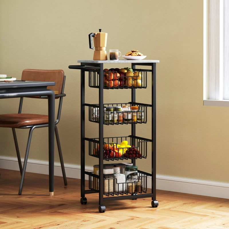 CARRELLO CUCINA 49,5x31x91 cm Grigio Chiaro con 4 Cestelli
