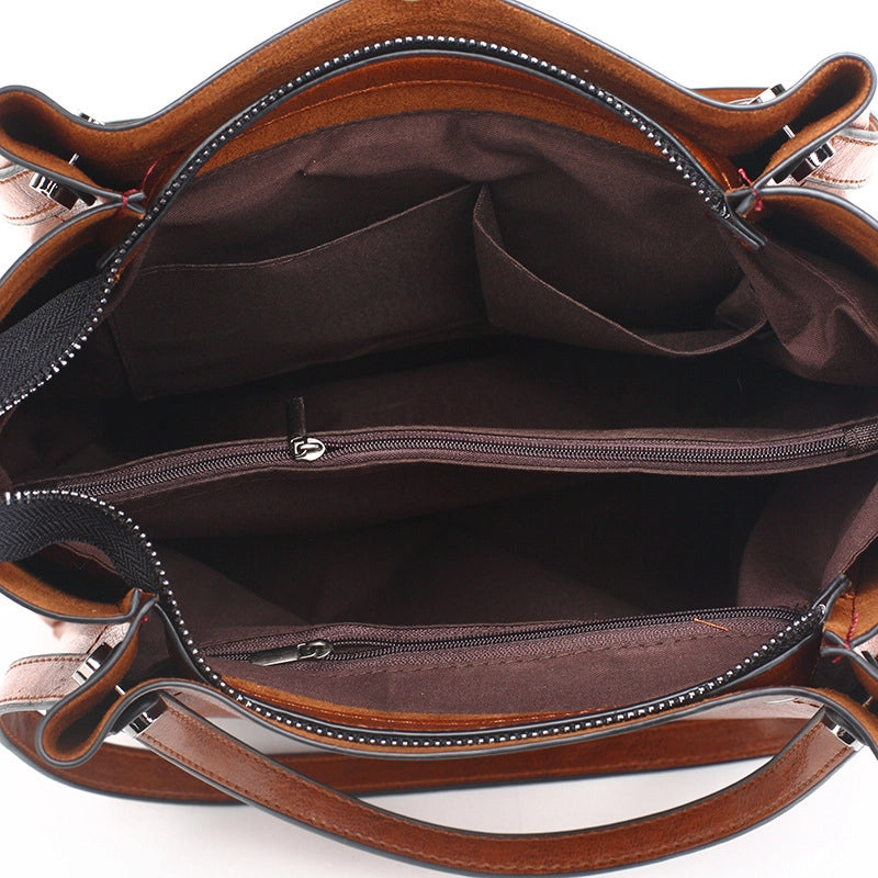 Borsa a tracolla da donna in vera pelle, stile retr¨°, marrone.